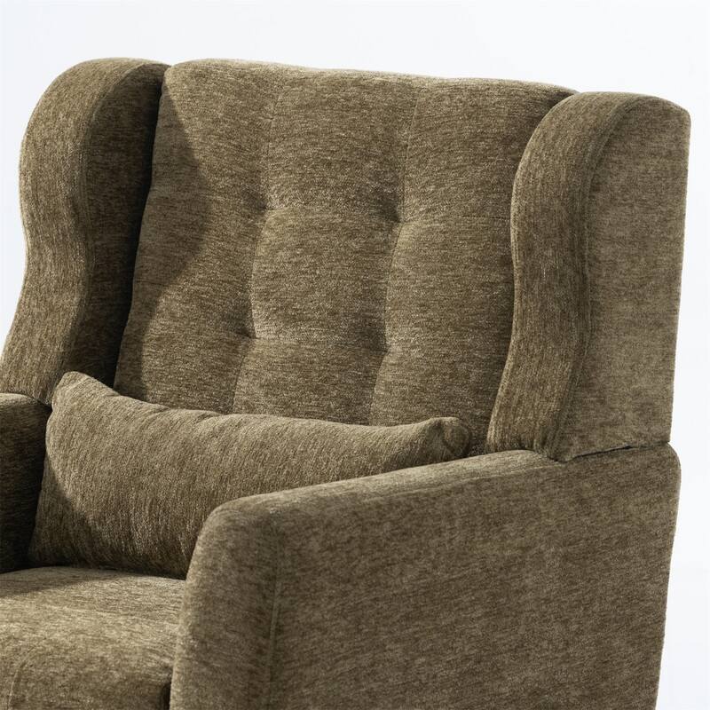 Modern Chenille Upholstered Armchair with Pillow and Solid Wood Leg