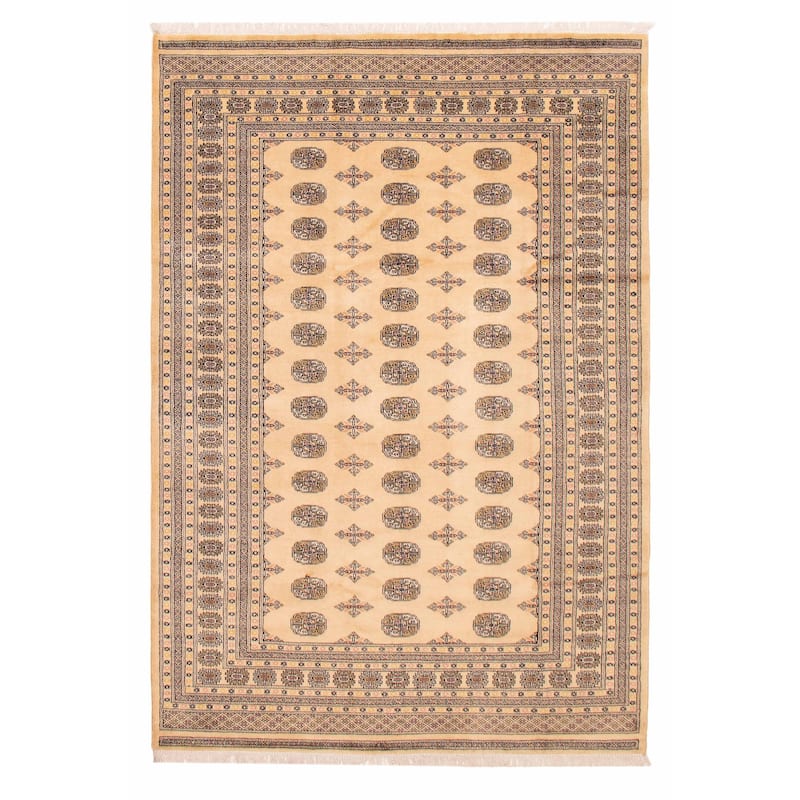 ECARPETGALLERY Hand-knotted Peshawar Bokhara Beige Wool Rug - 6'7 x 9'9 - 6'7 x 9'9 - Beige