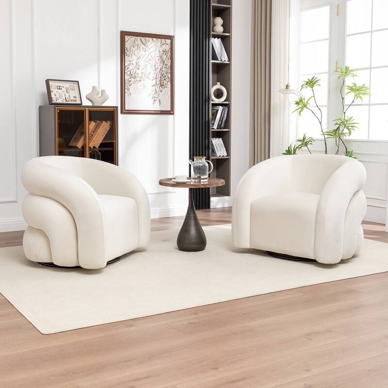 SEYNAR Modern Glam Velvet 360 Degree Swivel Accent Armchair with Tufted Back Set of 2