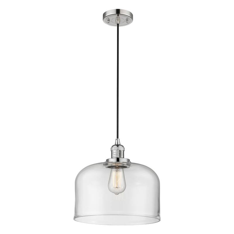 Innovations Lighting X-Large Bell Single Light 12" Wide Pendant - Polished Nickel / Clear