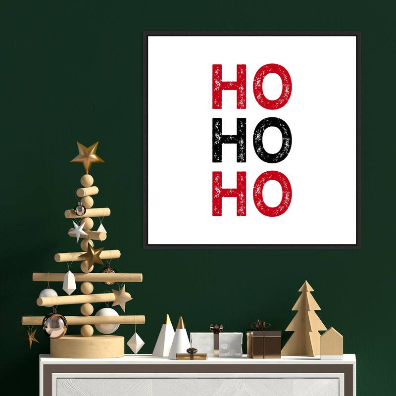 Ho Ho Ho Red Black by Amanti Art Portfolio Framed Canvas Wall Art
