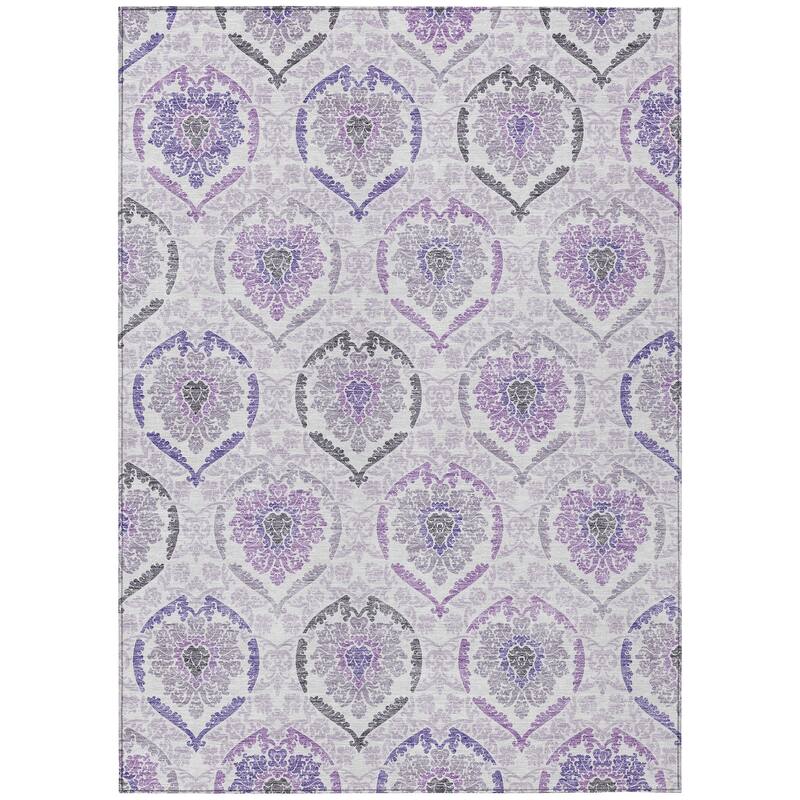 Machine Washable Indoor/ Outdoor Chantille Traditional Damask Rug