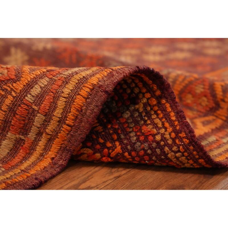 Hand Woven Oriental 100% Wool Carpet Southwestern Tribal Oranges & Rust Kilim Area Rug - 10' 1'' X 5' 8''