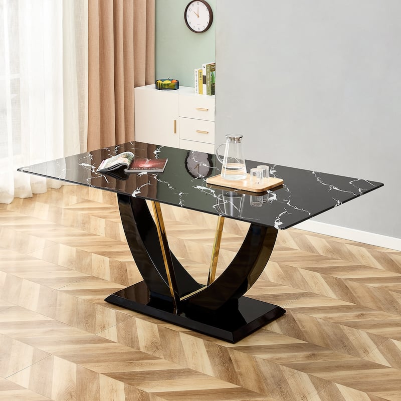 Modern Minimalist Imitation Marble Texture Dining Table