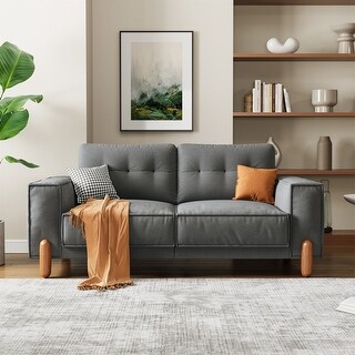 Modern Fabric Upholstered Sofa Tufted Couch with Square Arm - Bed Bath ...