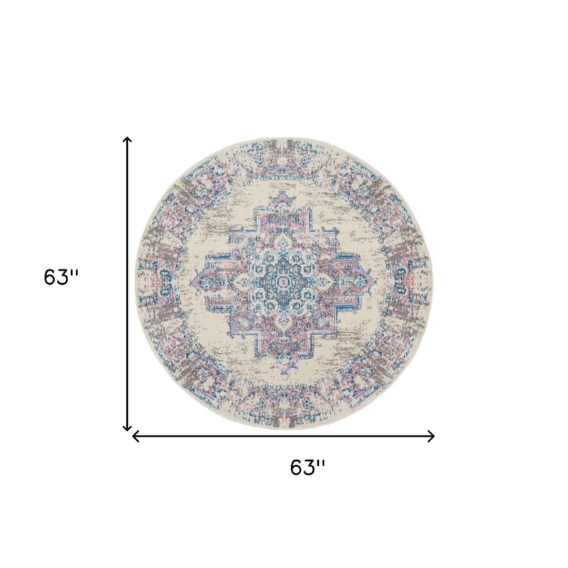 Lipem Power Loomed Distressed Geometric Non Skid Stain Resistant Area Rug By HomeRoots - 63' X '63' X '0.5