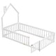preview thumbnail 7 of 7, Twin Size Montessori Floor Bed with Fence and Door, House-Shaped Headboard Floor Bed, Wooden Twin Kids Bed Frame for Boys Girls