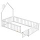 preview thumbnail 15 of 27, Twin Size Pine Wood House-Shaped Headboard Floor Bed with Fence for Kids, Boys and Girls