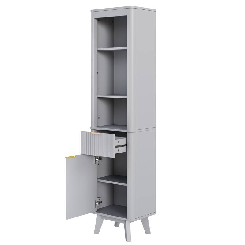 68" H Tall Bathroom Storage Cabinet with Adjustable Shelves and One Drawer & Door, Storage Cabinet for Bathroom, Living Room