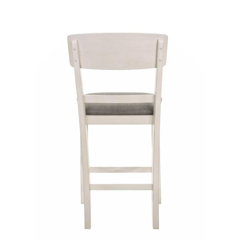 2pc Transitional Upholstered Counter Height Dining Chair Bar Stools Brown Finish Wooden Furniture