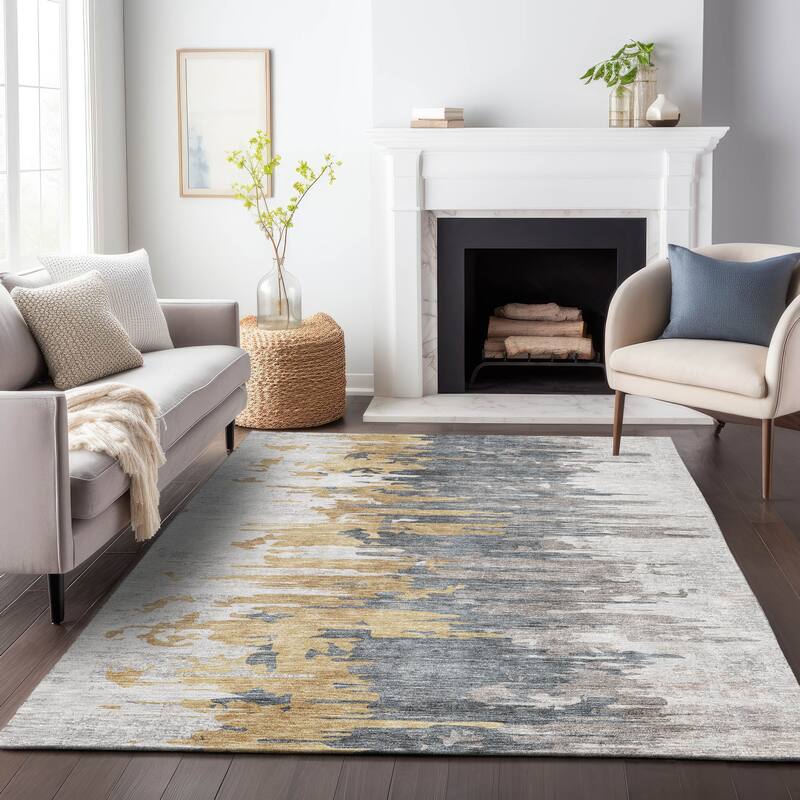 Premium Washable Super Soft Abstract Prints Mayfield Rug - Ivory - 3' x 5'