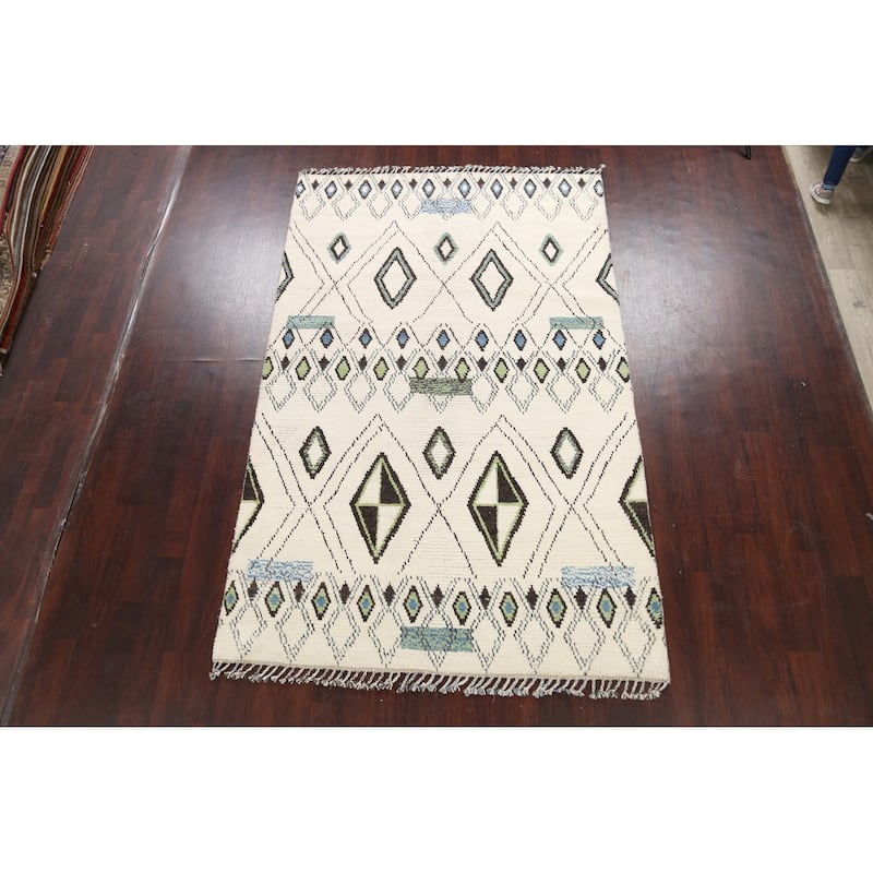 Modern Vegetable Dye Oriental Moroccan Berber Area Rug Wool Handmade - 5'9" x 9'3"