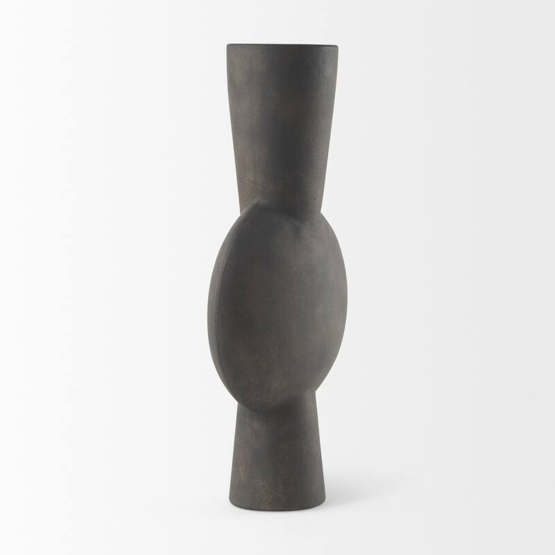Kaz Earthy Brown Ceramic Vase (17") - 8.3L x 3.9W x 16.7H