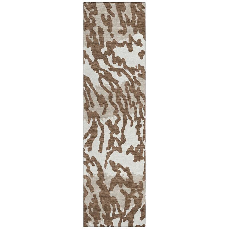 Machine Washable Indoor/ Outdoor Chantille Abstract Animal Print Rug