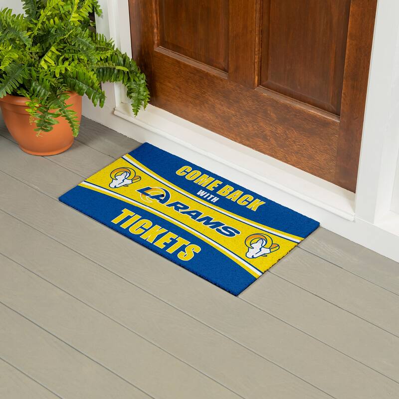 Los Angeles Rams 28 in. x 16 in. PVC "Come Back With Tickets" Trapper Door Mat