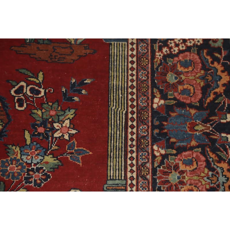 Hand Knotted Oriental 100% Wool Carpet Traditional Medallion Red Kashan Area Rug - 6' 10'' X 4' 6''