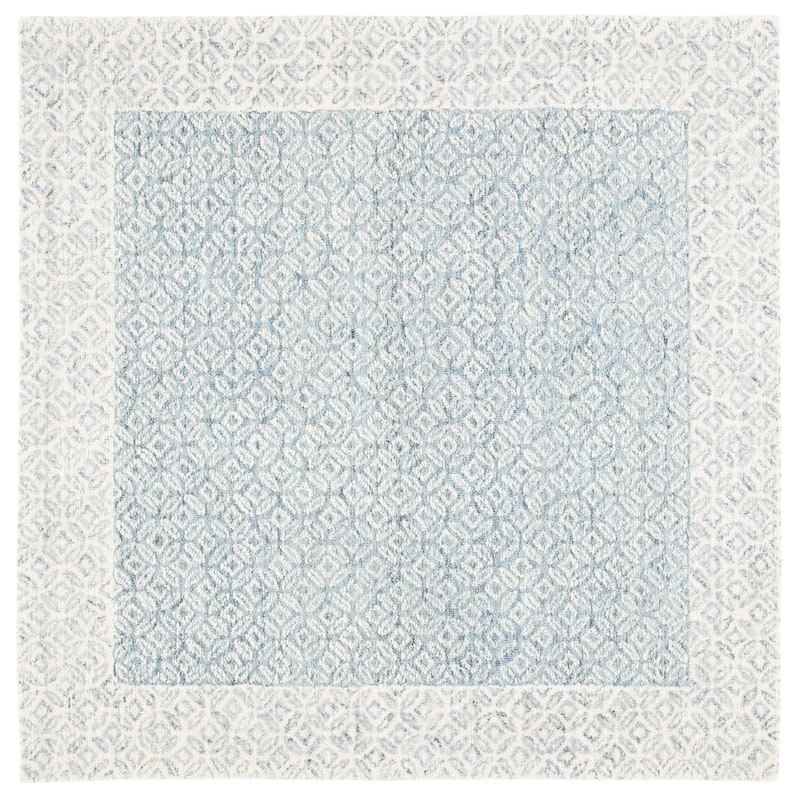 SAFAVIEH Handmade Abstract Lubomira Modern Wool Rug - 6' Square - Blue/Ivory