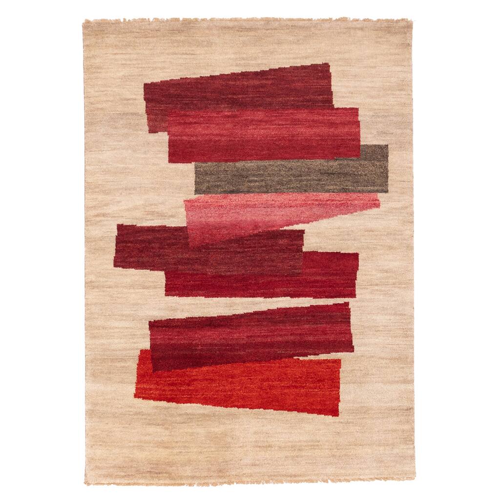 ECARPETGALLERY Hand-knotted Peshawar Ziegler Light Khaki Wool Rug - 4'11 x 6'9
