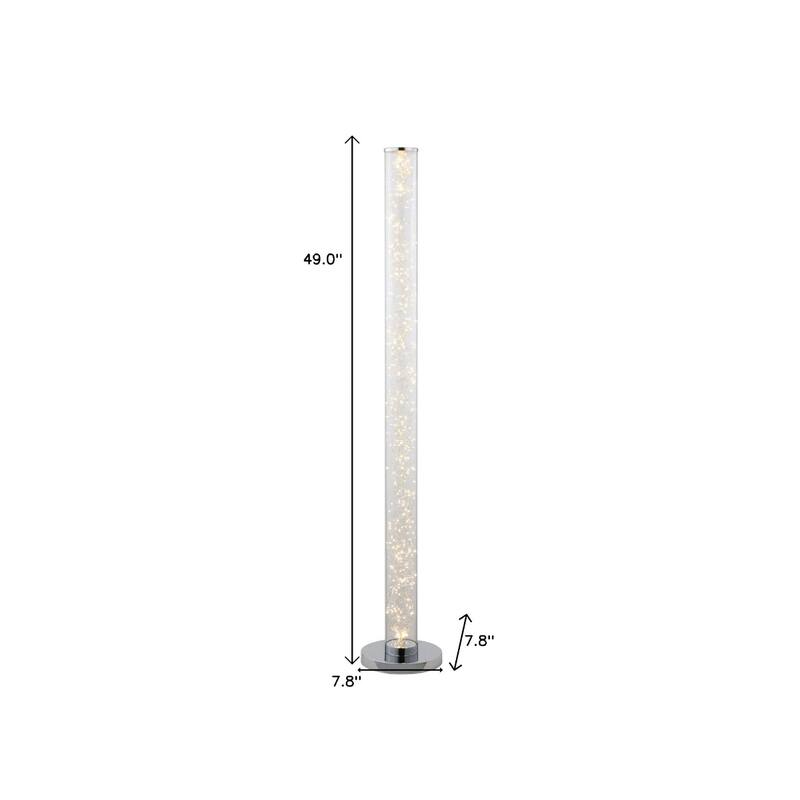 49" White Metal LED Column Floor Lamp With Clear Acrylic Drum Shade - 7.8" x 7.8" x 49"