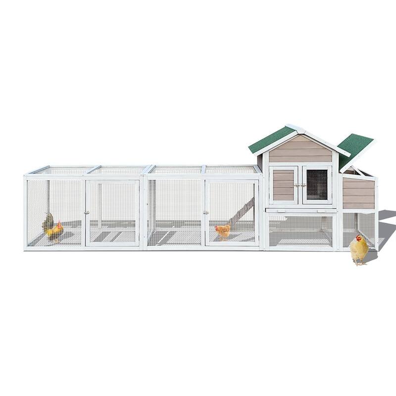 Alvana 122" Wooden Chicken Coops with Locking Nesting Boxes