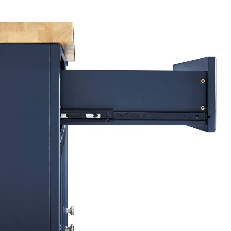 Kitchen Island Cart with Storage - 75 Inch Kitchen Island with Drawers & Cabinets - Mobile Kitchen Island Navy Blue