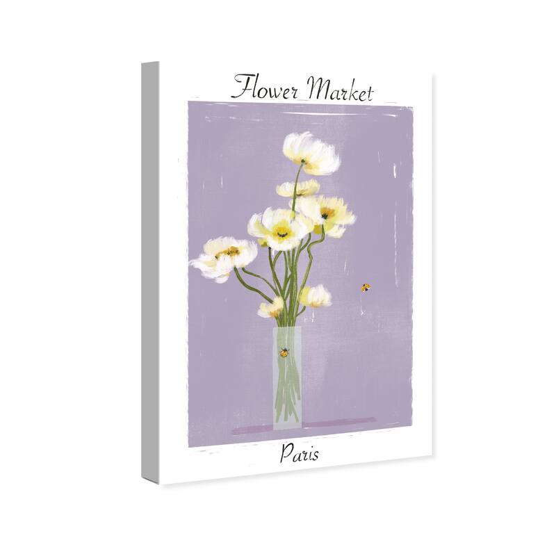 Wynwood Studio Canvas Floral and Botanical Flower Market Paris Purple and Pastel Purple Traditional Wall Art Canvas Print