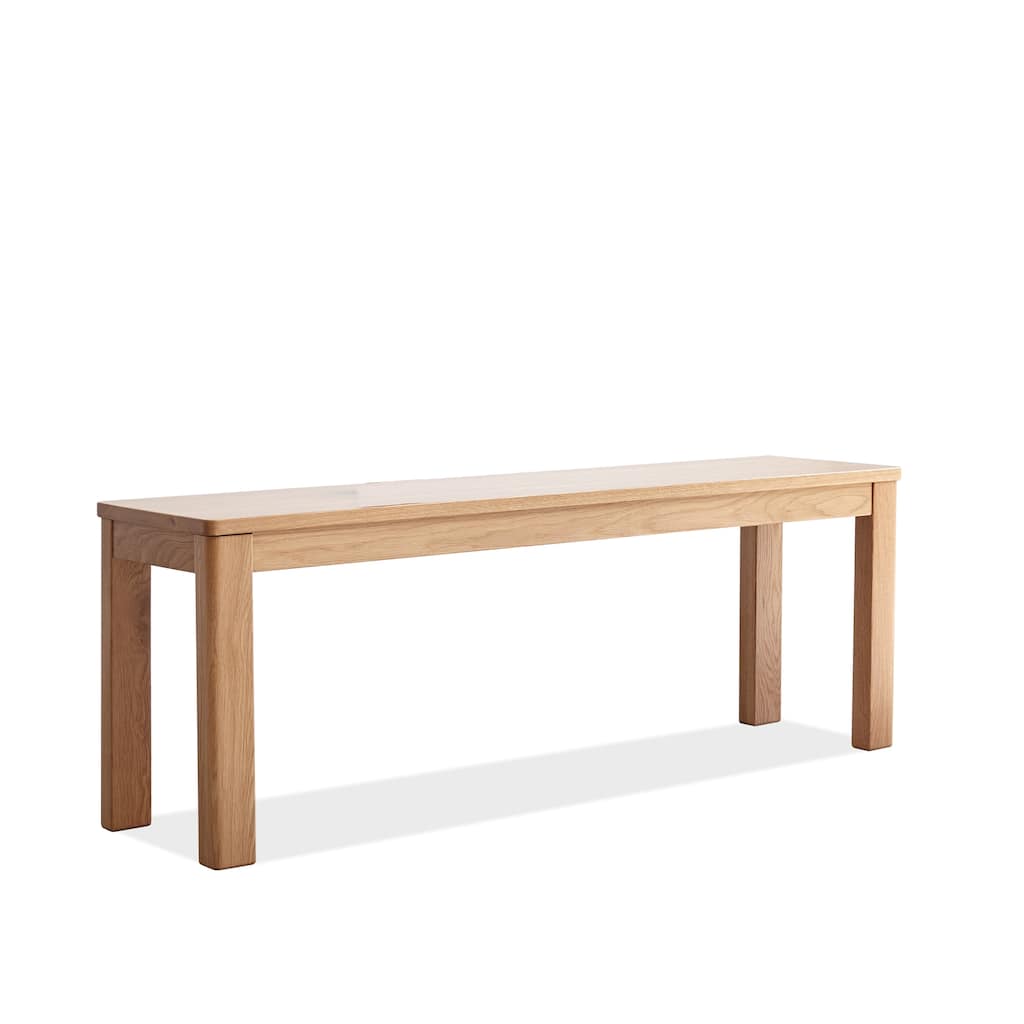 Solid Oak Wood Dining Bench with Rectangular Design for Living Room