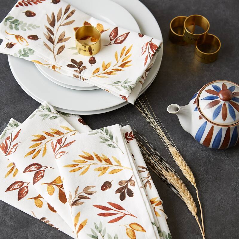 DII Thankful Autum, Fall Leaves, Napkin Set, 6 Piece