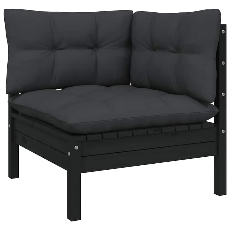 vidaXL Solid Pinewood Patio Lounge Set 11 Piece with Cushions Multi Colors