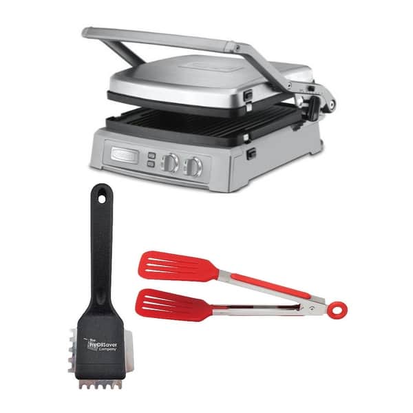 Cuisinart GR150 Griddler Deluxe (Stainless) with Grill Brush Bundle