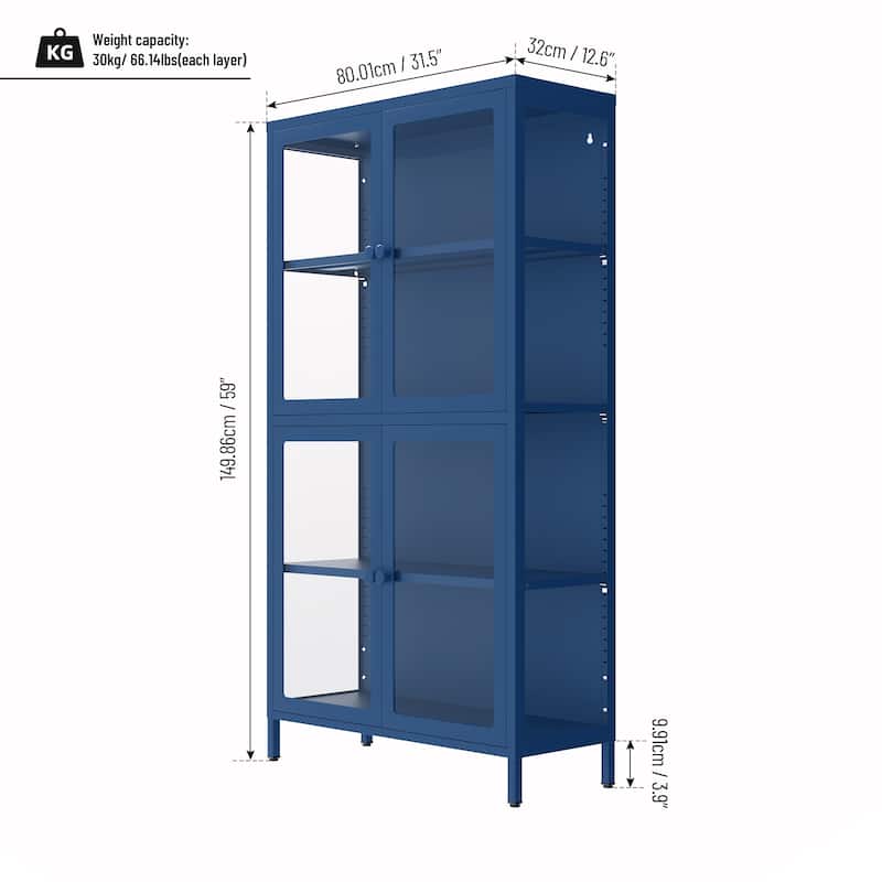 Four Glass Door Storage Cabinet