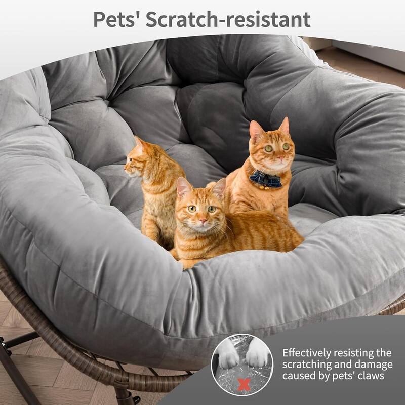Outdoor Rattan Rocker Recliner Chair With Polyester Padded Cushion （set of 2）