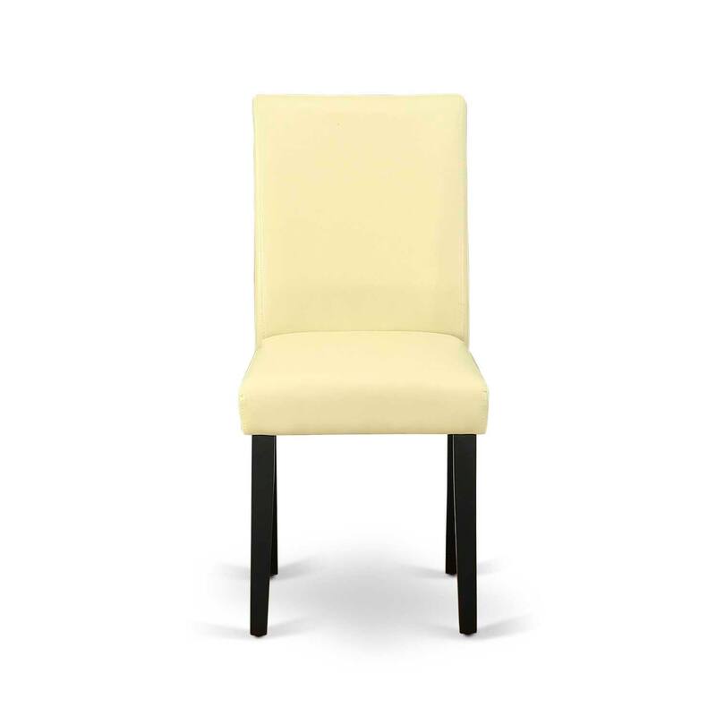 Parsons Round Dining Chair - PU Leather Seat, Black Legs - Modern Kitchen Accent Chair