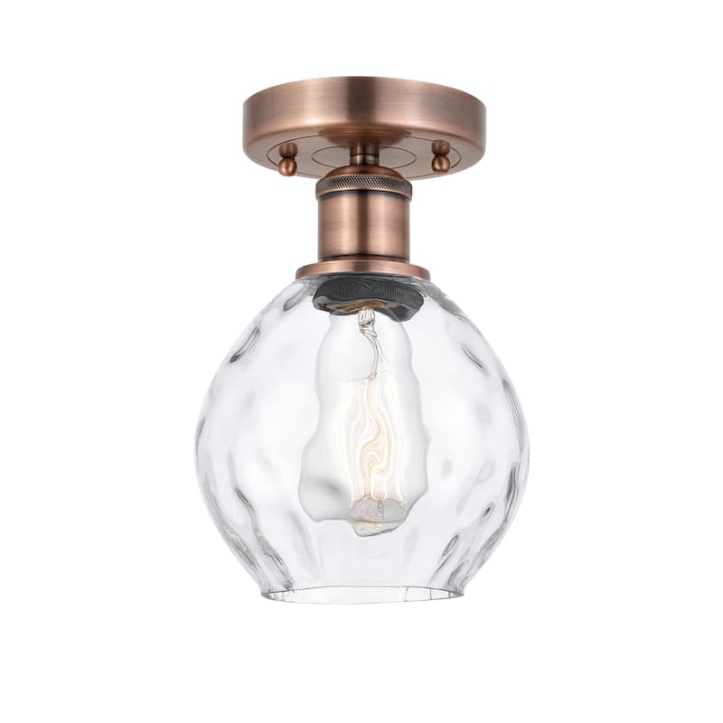 Innovations Lighting Waverly - 1 Light 6" Semi-Flush Mount - Clear/Antique Copper