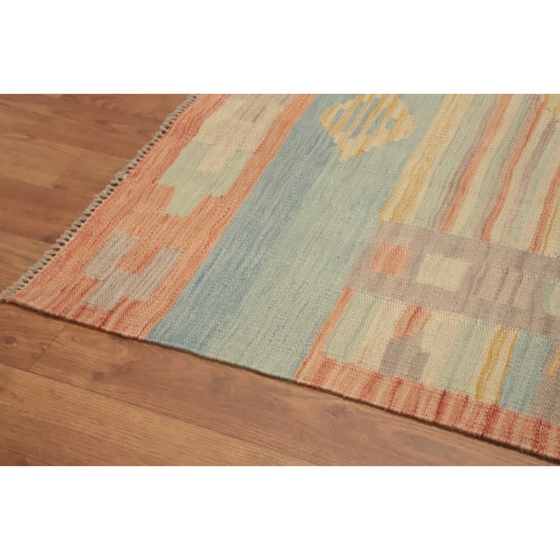 Hand Woven Southwestern Wool Yellow Geometric Area Rug - 8' 4'' X 4' 11''