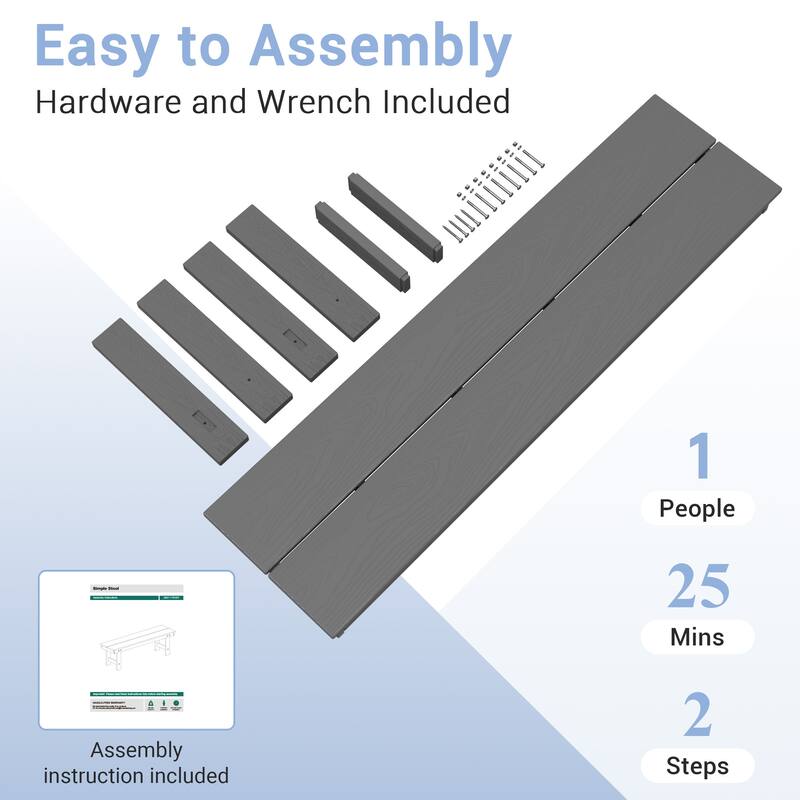 6-Piece HDPE Outdoor Dining Table Sets with Umbrella Hole - 1-Table 4-Chairs-1-Bench