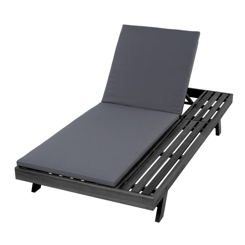 Lounge Chair Set with Open-Sided Design Black Lacquered Locust Wood Frame with Waterproof Cushions