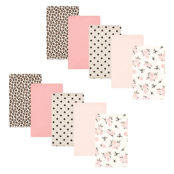 slide 1 of 1, Hudson Baby Infant Girl Cotton Flannel Burp Cloths, Neutral Pink Floral 10 Pack, One Size One Size - Neutral Pink Floral 10 Pack