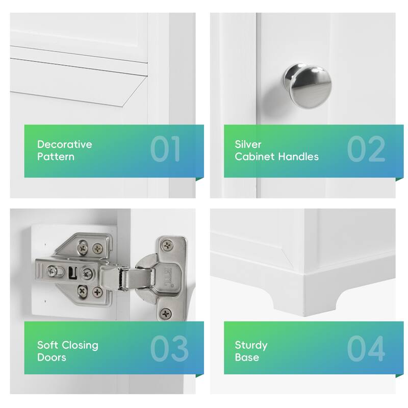 Storage Cabinet Bathroom Vanity with Ceramic Sink, Soft Closing Door, Door Rack and Adjustable Shelf - Ready to Assemble