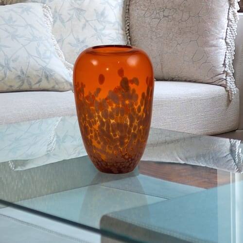 Shop Dale Tiffany Av15533 Orange Gold 12 Inch Tall Hand Blown