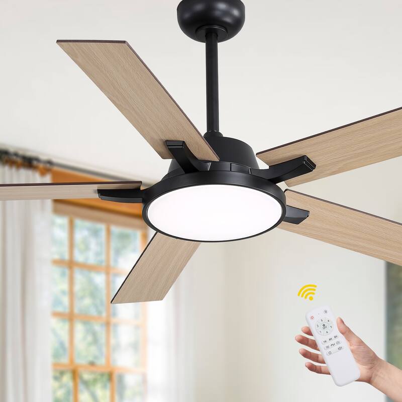 Oaks Aura 52" Dimmable Ceiling Fan with Light,LED Reversible Blades Fan Light,6 Speeds Quiet DC Motor with Remote for Indoor Use