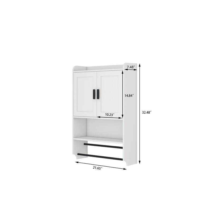 Bathroom Wall Cabinet with Doors,Adjustable Shelf,Towel Bar and Paper Holder, Over The Toilet Storage Cabinet, Medicine Cabinet