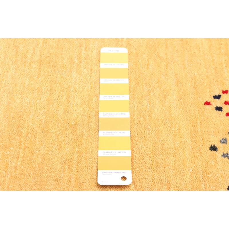 ECARPETGALLERY Hand Loomed Kashkuli Gabbeh Light Gold Wool Rug - 4'8 x 6'5