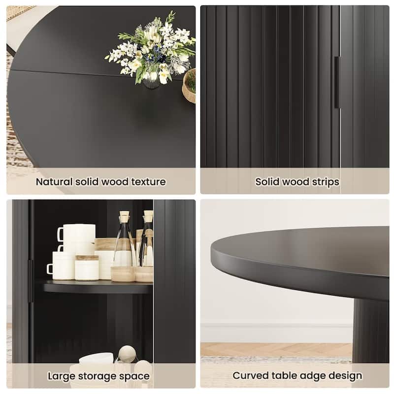 43" Small Round Dining Table with Sturdy Metal Base for 4 People