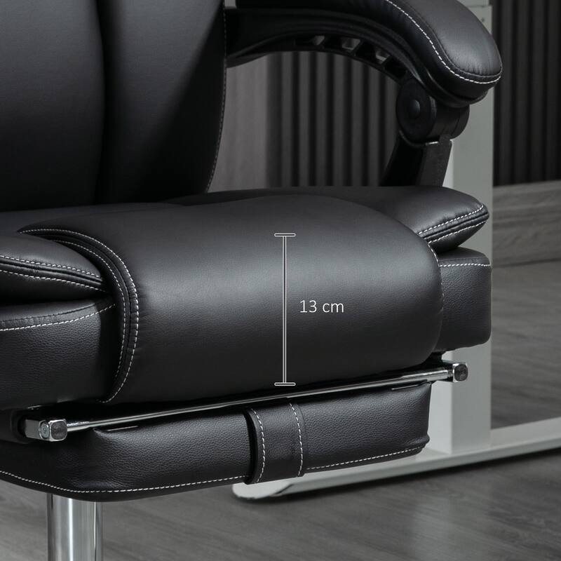 Massage Office Chair with 6 Vibration Points, Heated Reclining PU Leather Computer Chair with Adjustable Height, Footrest