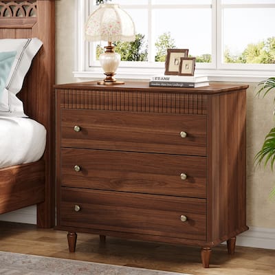 Nightstand with 3 Drawers, 31.5" Oversized Farmhouse Bedside Table