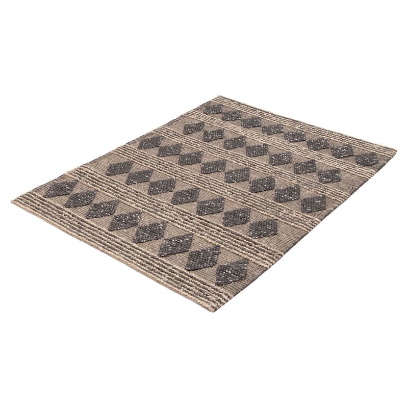 ECARPETGALLERY Braid weave Sienna Dark Grey Wool Rug - 5'0 x 6'10