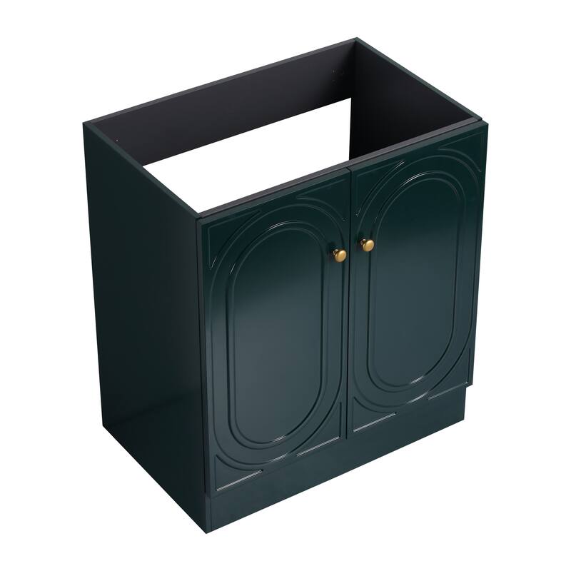 Modern 30 Inch Freestanding Bathroom Vanity Base without Sink, Storage Cabinet with Soft-Close Doors and Adjustable Shelves - Dark Green