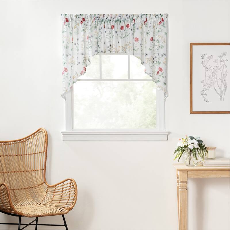 Martha Stewart Martha's Garden Print Valance, Swag, or Tier Pair Curtain Collection - Swag