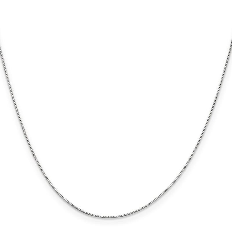 Curata Italian 14k White Gold Solid 0.5mm Baby Box Chain Necklace (Lobster) Options: 16 18 20 22 24